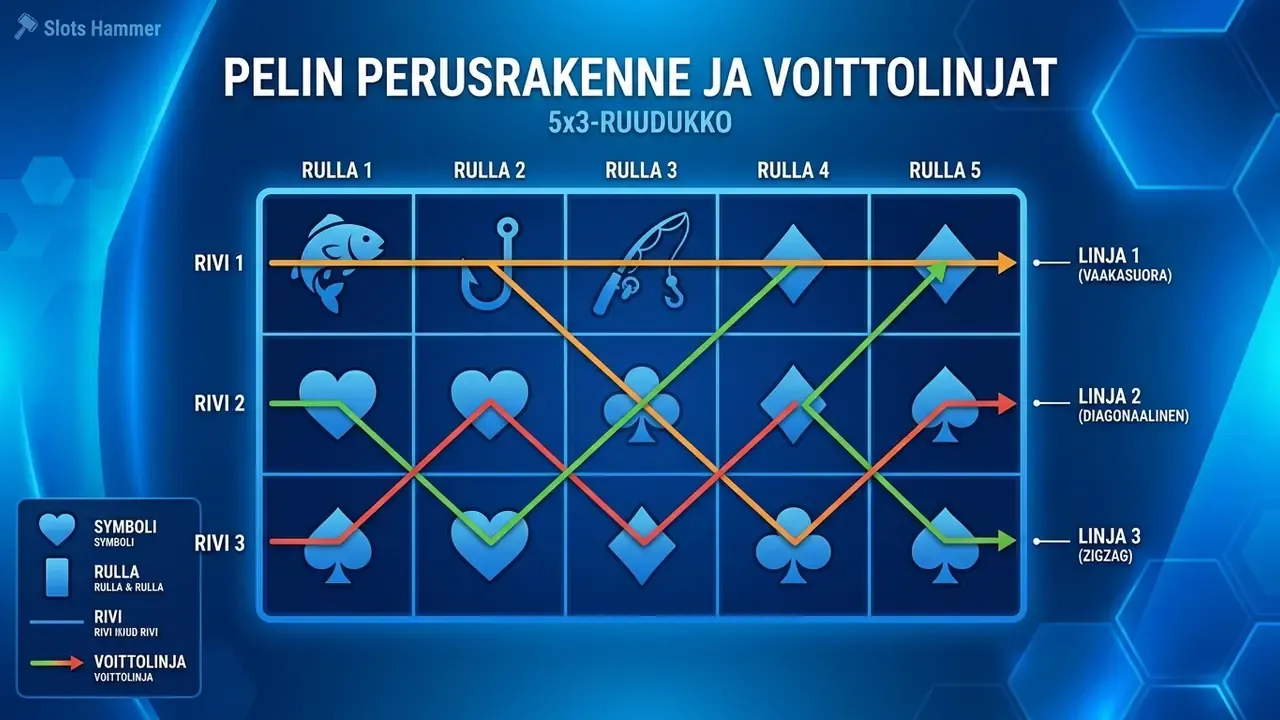 Big Bass Bonanza kolikkopeli rullien rakenne